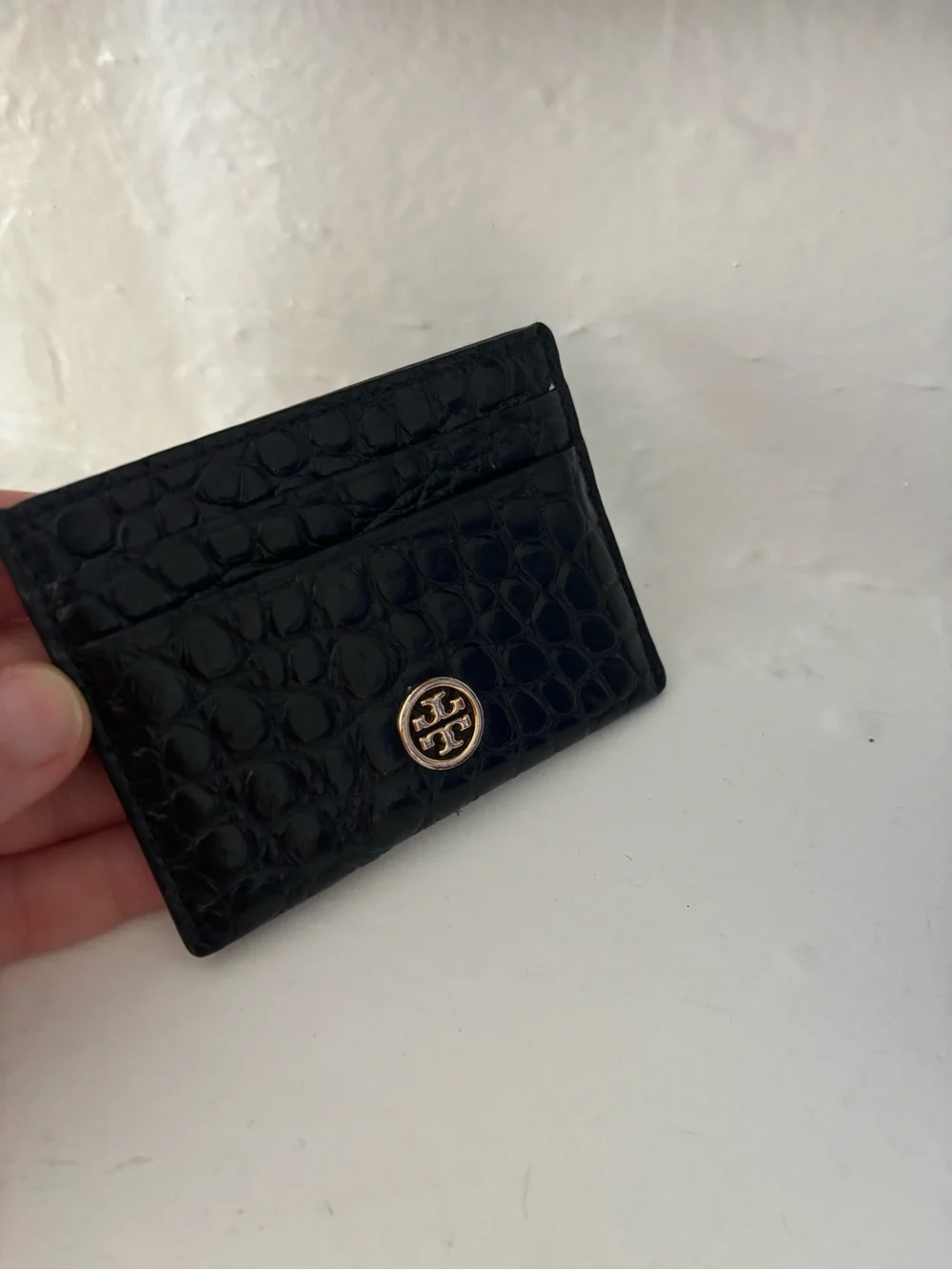 Tory Burch Croc Embossed Card Case